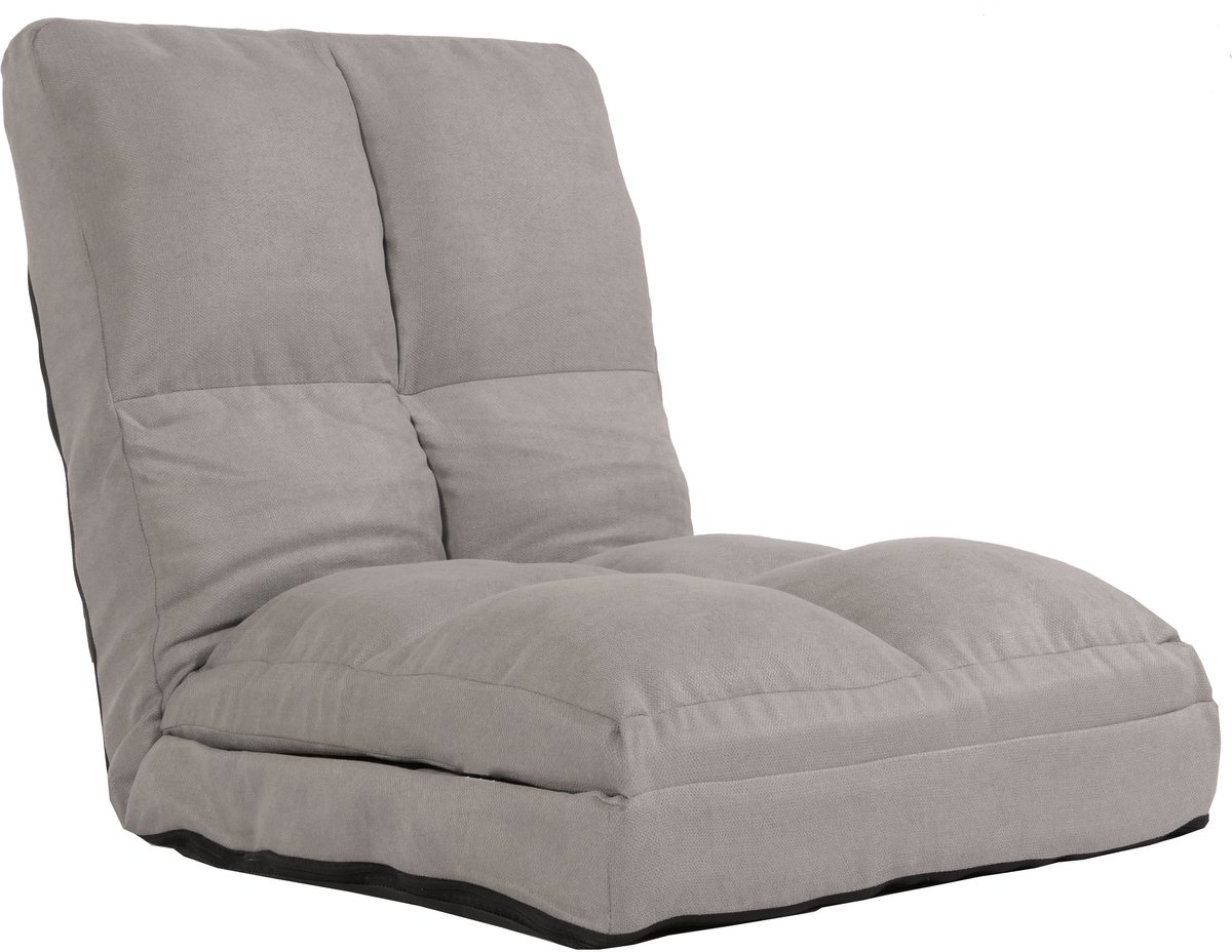 MCW Vloer fauteuil MCW-N45, slaap fauteuil opvouwbare fauteuil functionele fauteuil, slaapfunctie opvouwbaar stalen frame fluweel ~ lichtgrijs