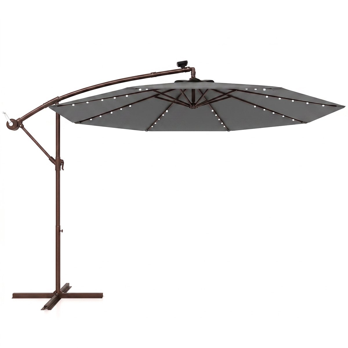 SureDeal® - Parasol - Grote Verplaatsbare - Lampen - Zonnepanelen Marktparasol Verlichte - Tuin Grijs - Donkerblauw - 99x99 cm - Grijs