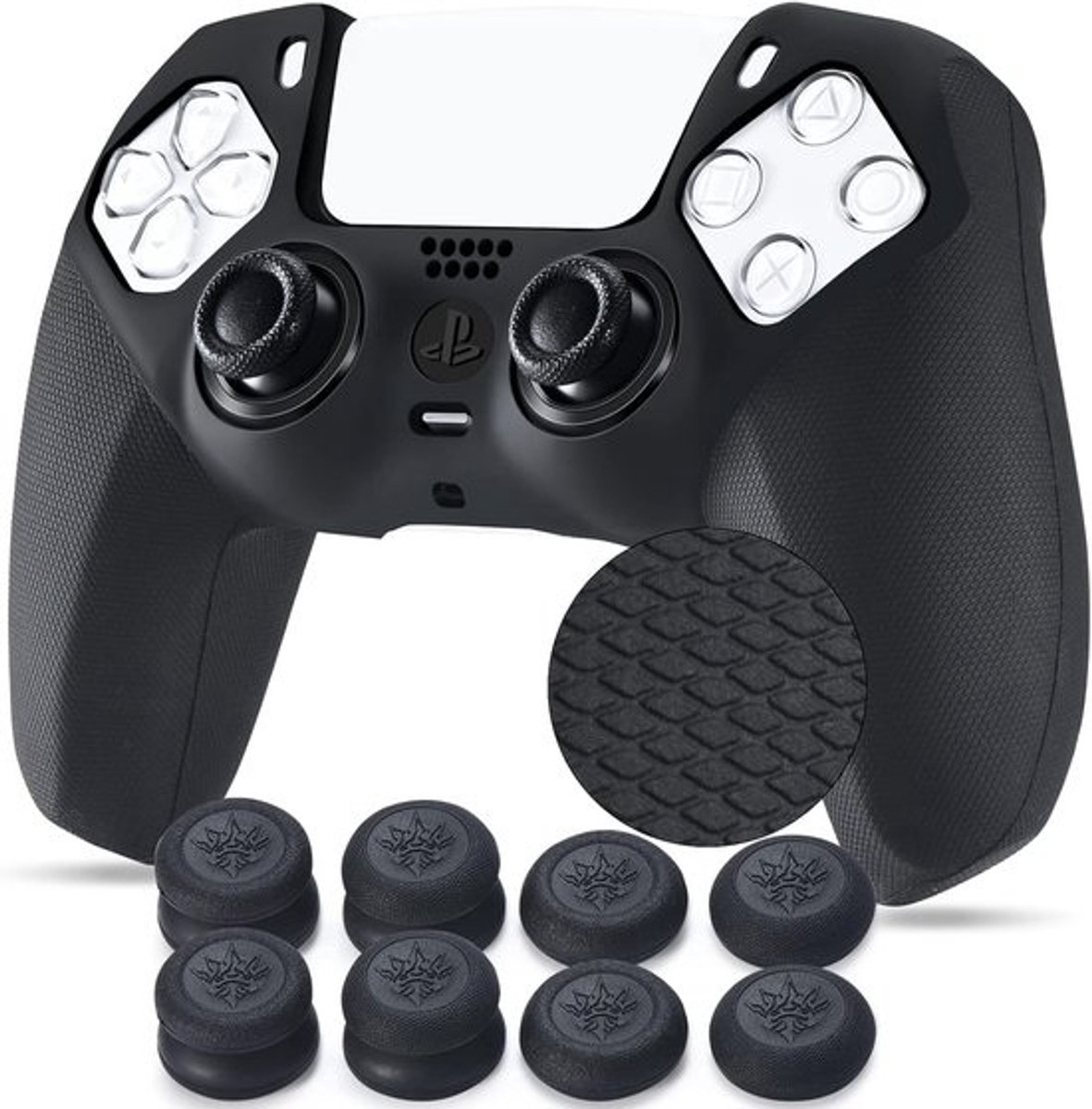 Siliconen Case voor PS5 Controller met 8 Pro Thumb Grips - Verbeterde Grip en Bescherming