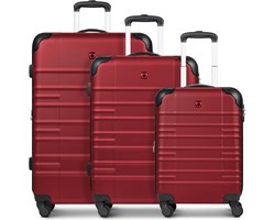 Wenger Amplar Evo 4 wielen Kofferset 3-delig met uitbreidingsplooi - Harde bagage - Combinatieslot - ruby