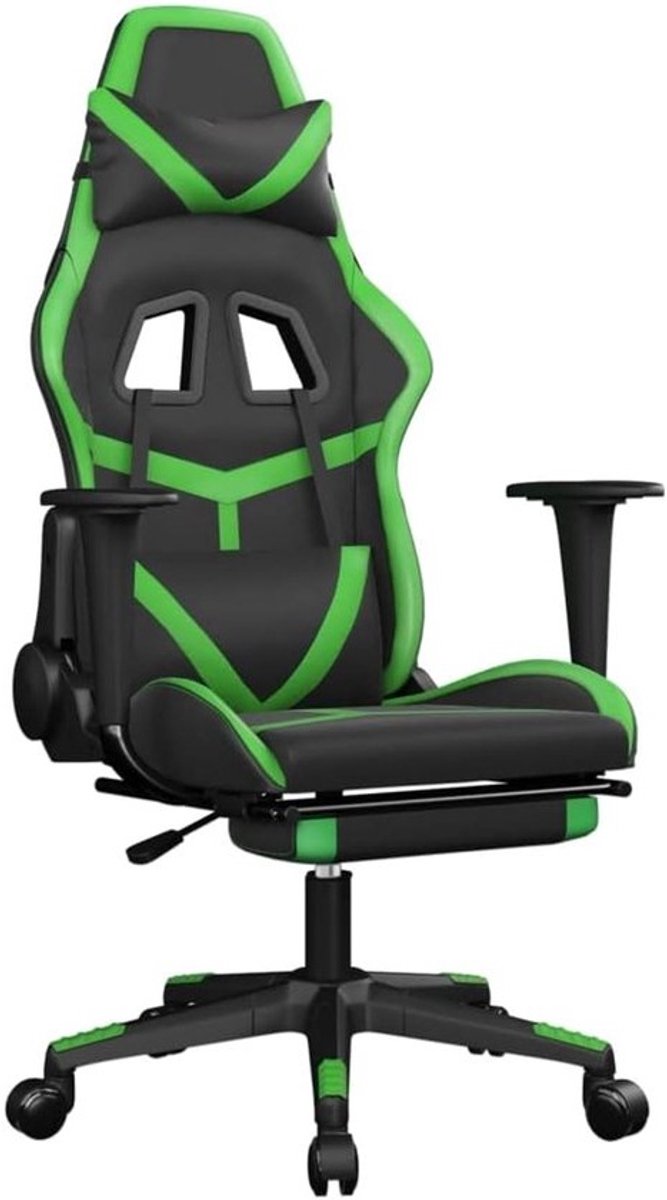 Comfortabele Gaming Stoel met Voetensteun Kunstleer Zwart en Groen