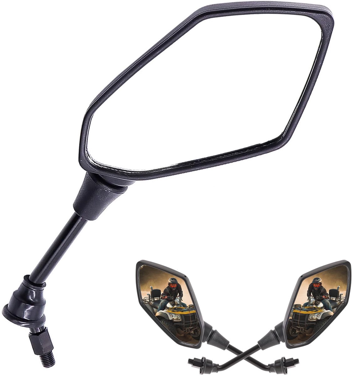 REDOM Fietsspiegel E-bike Spiegel 10 mm 2 Stuks – Verstelbare Achteruitkijkspiegel – Brede Kijkhoek – Waterdicht en Anti-condens – Voor E-bike, Scooter, Motorfiets en Fiets