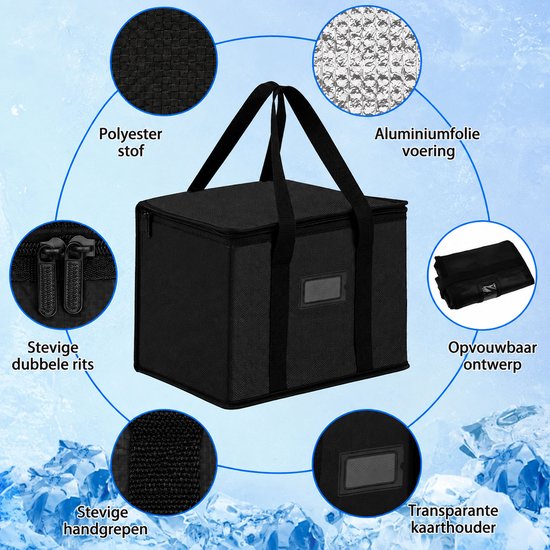 Kaiyaya - 1 Stuks Koeltas - Opvouwbaar Isolatietas - Lunchtas Picknicktas - Grote Koeltas - Zwart 43 x 30 x 31 cm van kaiyaya — afbeelding 4