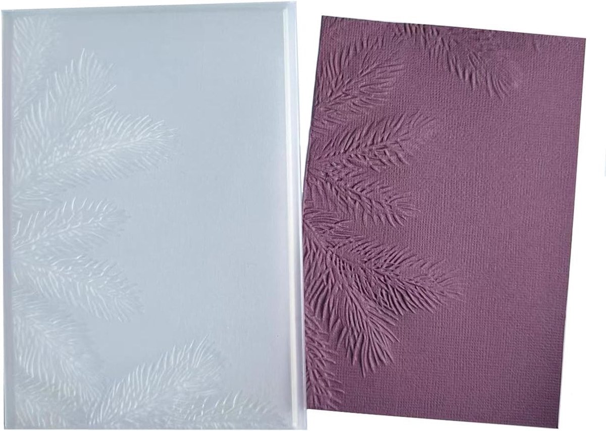 3-D embossingmallen met evergreen bladeren voor kerstkaarten, journaling en papierbewerking