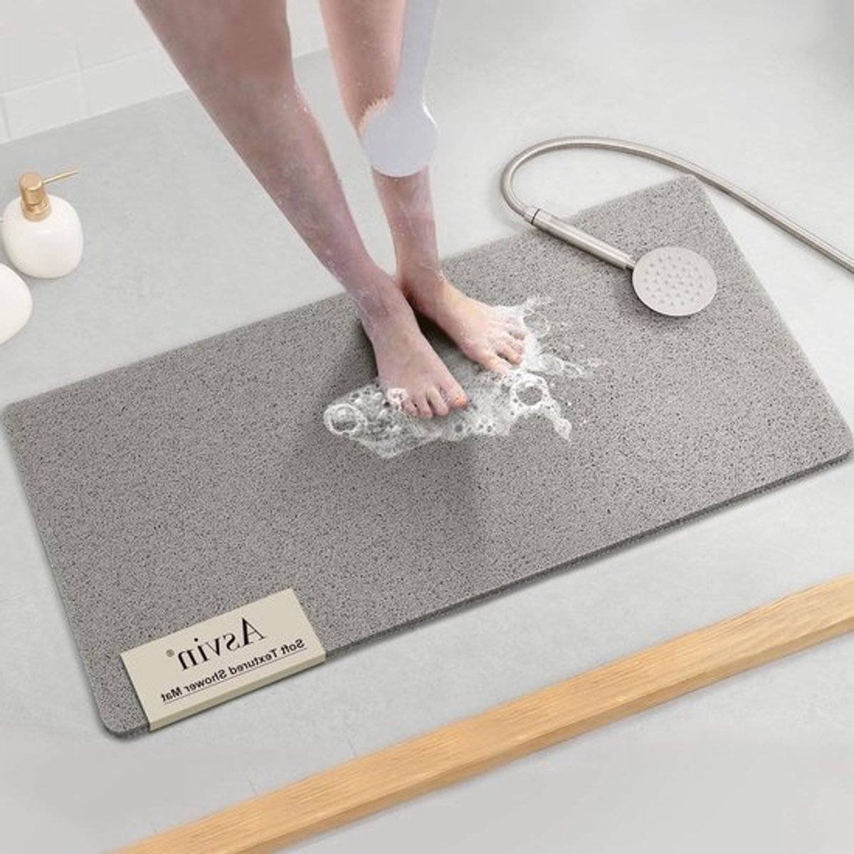 Badmat PVC - Douchemat Kuipmat - Veilig Douchen - Geen Zuignappen - 85 x 40 cm - Grijs