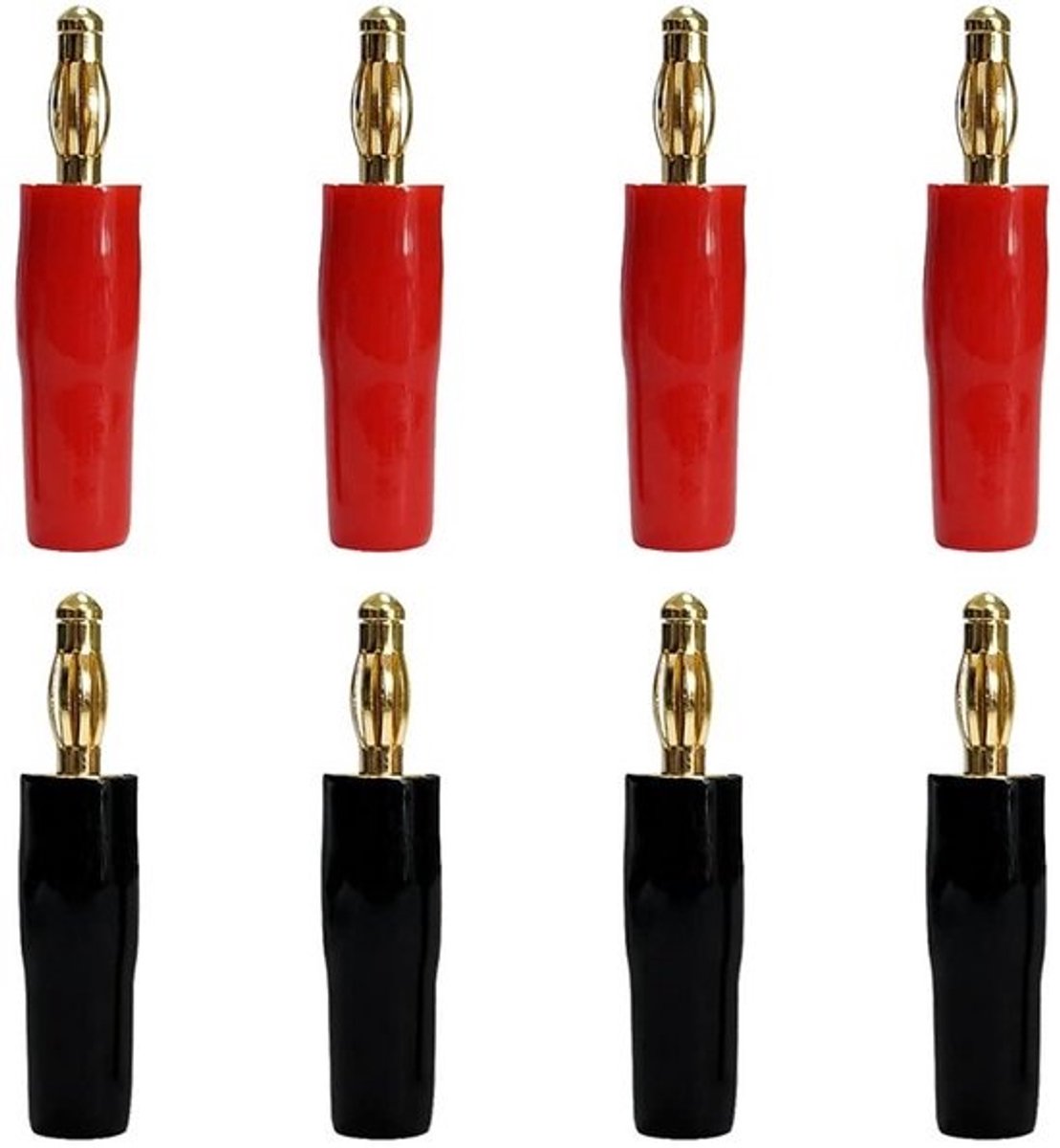 Bananenstekkers - Audio Connectoren - Audio Aansluiten - Vergulde Connectoren - 4mm - Rood Zwart