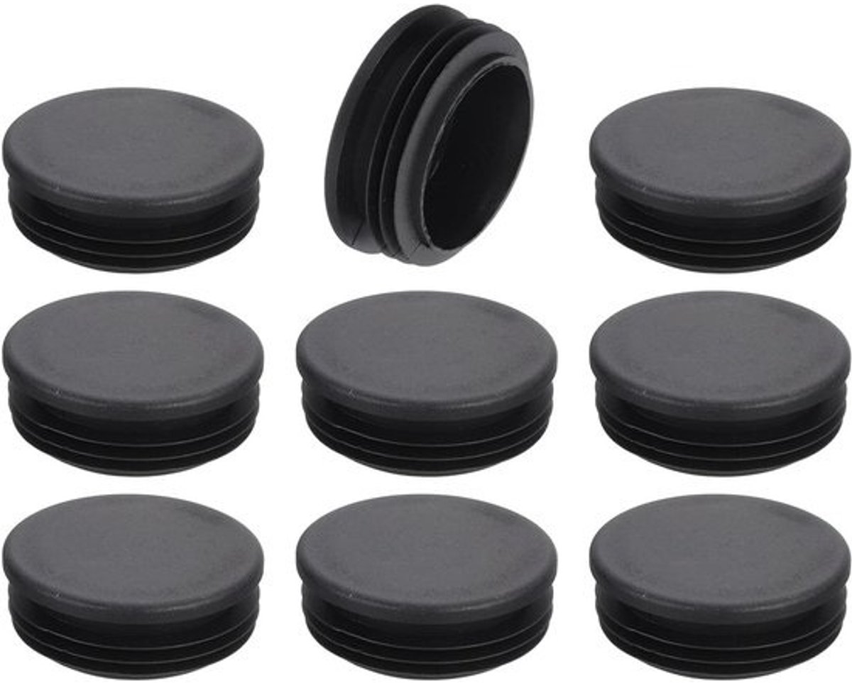 Ronde Kunststof Eindkappen - Buiskappen Meubels - Vloer Beschermen - Zelfklevend - 53 mm - Zwart