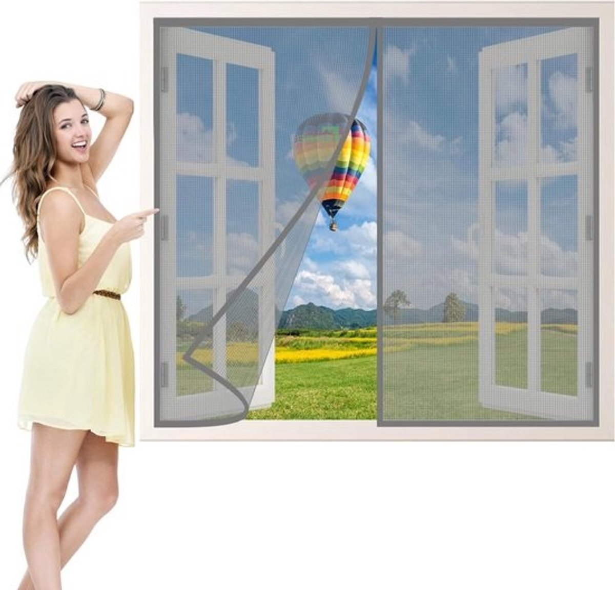 Magnetische Hordeur - Vliegendeur Gordijn - Insecten Buiten Houden - Automatisch Sluitend - 150x185cm - Grijs
