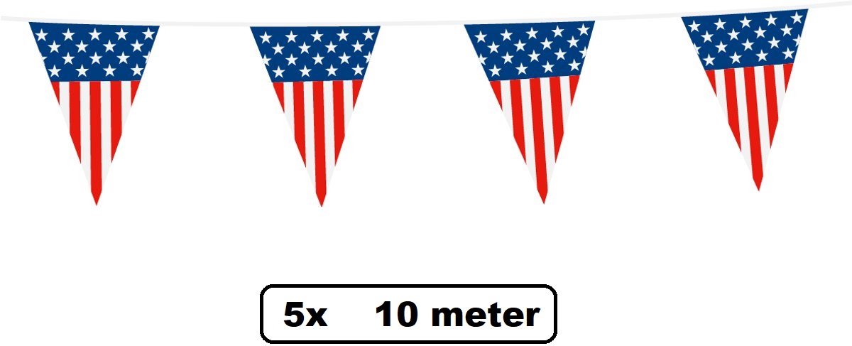 5 stuks Vlaggenlijn USA 10 meter - Landen Amerika U.S. WK festival thema feest fun