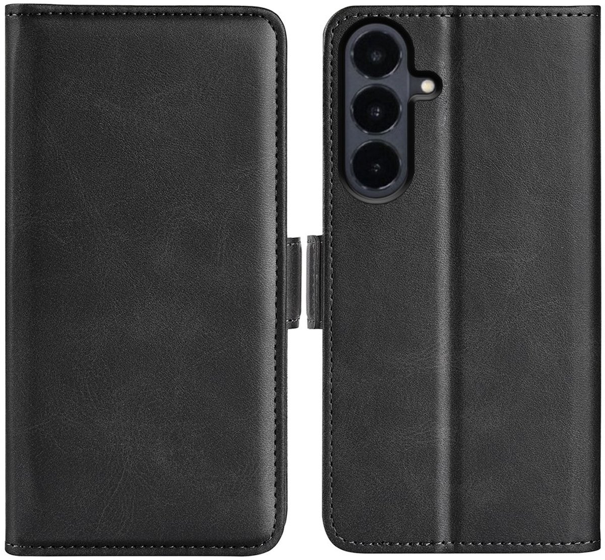 MobyDefend Hoesje - Geschikt voor Samsung Galaxy S26 FE - Luxe Wallet Book Case (Sluiting Zijkant) - Zwart