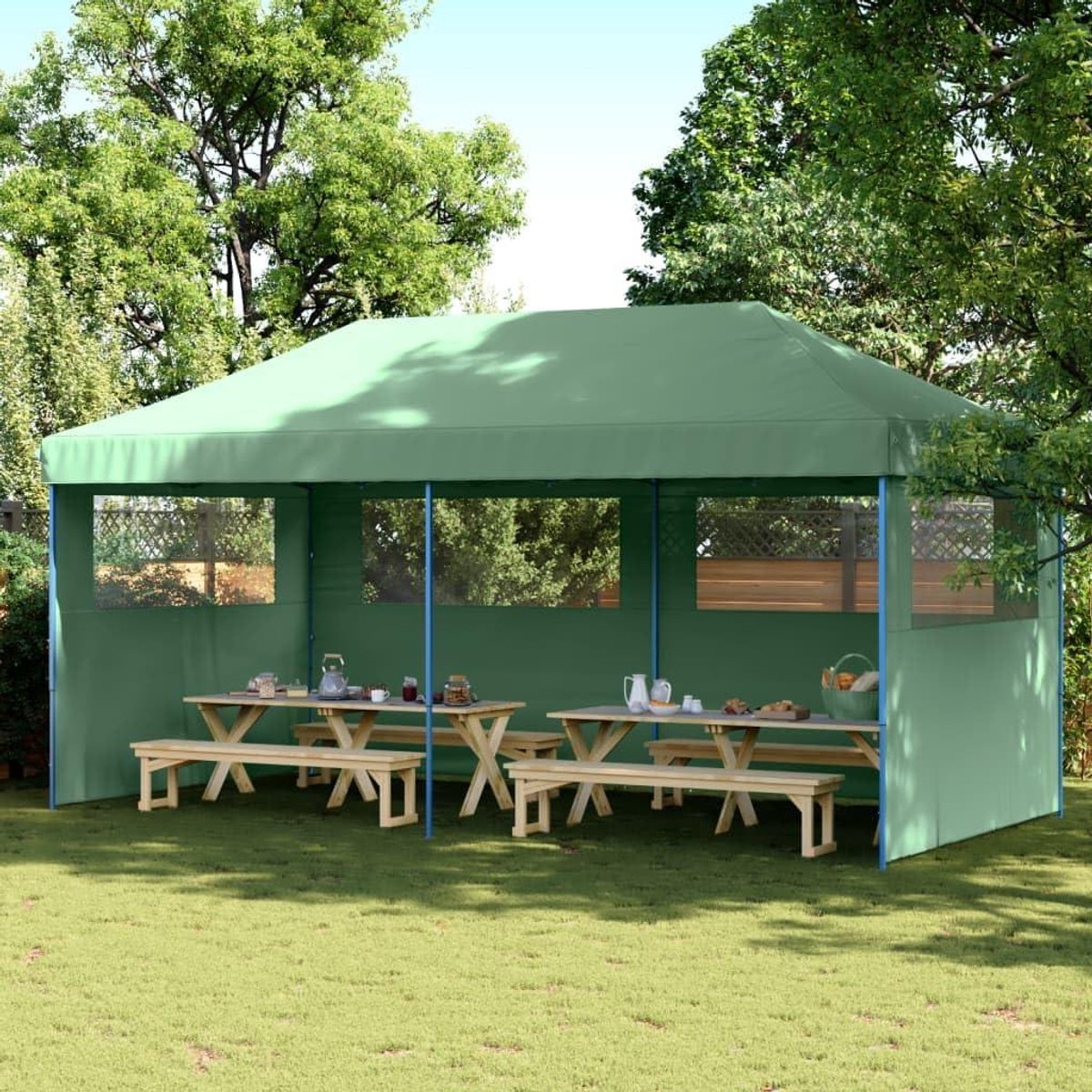 Opvouwbare Partytent - Feest Tarp - Buitenfeesten Organiseren - Waterdicht UV-beschermend - 580 x 292 cm - Groen