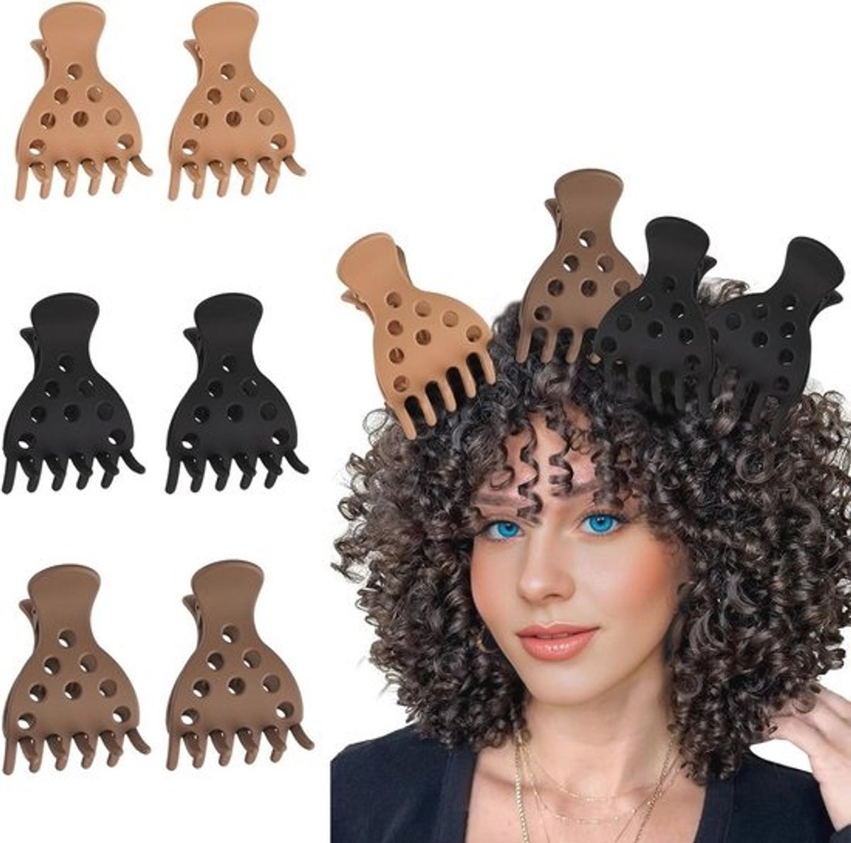 Haarvolume-clips voor krullend haar - Klauwclips voor meer volume en veerkrachtige krullen
