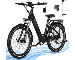 RCB 27.5" Elektrische Stadsfiets - 36V 468Wh - Actieradius 60-80 km - 250W - 7 Versnellingen - Schijfremmen - App & NFC - Zwart