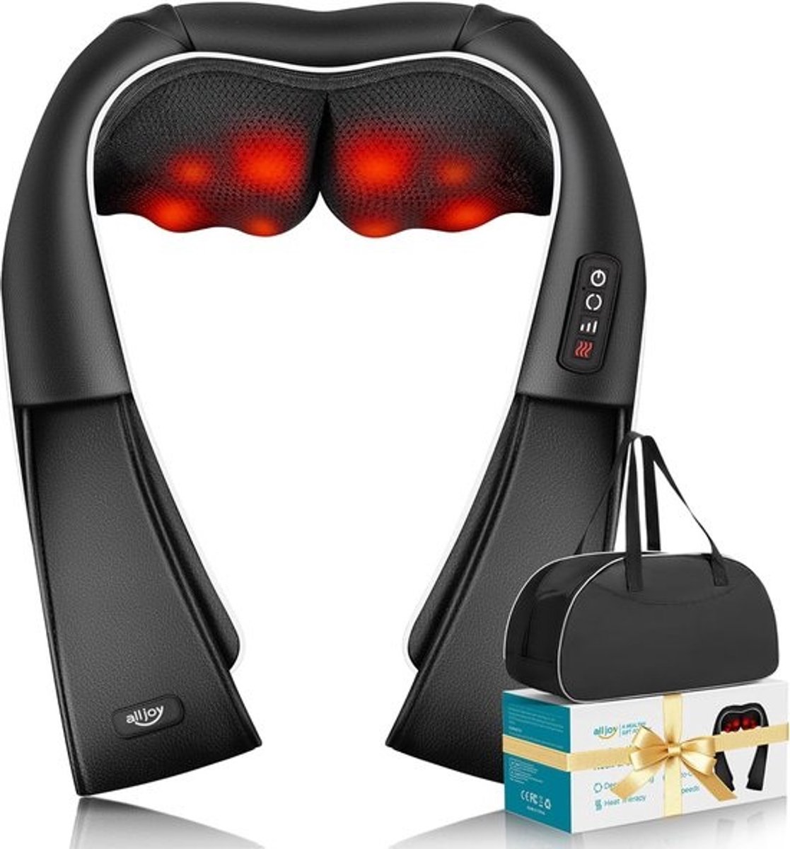Cervicale Massageapparaat met Verwarming - Elektrisch Shiatsu Massage met 3D Rotatie en Instelbare Snelheid, Ideaal Cadeau voor Iedereen