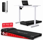 AJ-Sports loopband met digitaal display dat 6.8 km/u, 24:52 tijd en 6.85 afstand toont. De loopband heeft een helling van 6% en het AJ-Sports logo.