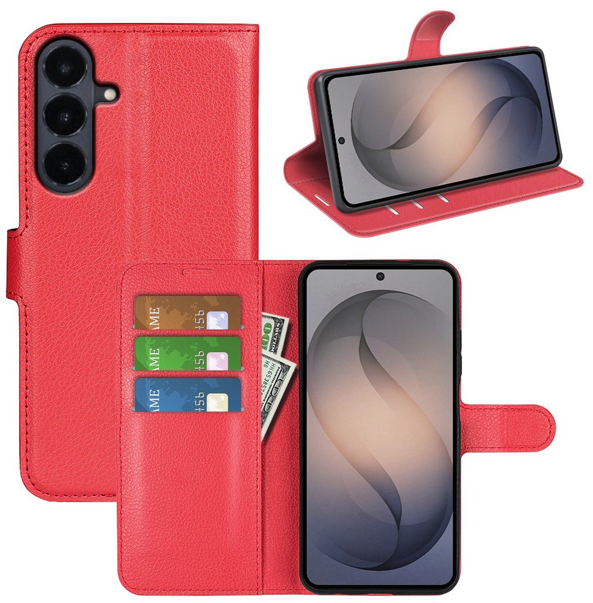 MobyDefend Hoesje - Geschikt voor Samsung Galaxy S26 FE - Kunstleren Wallet Book Case (Sluiting Voorkant) - Rood