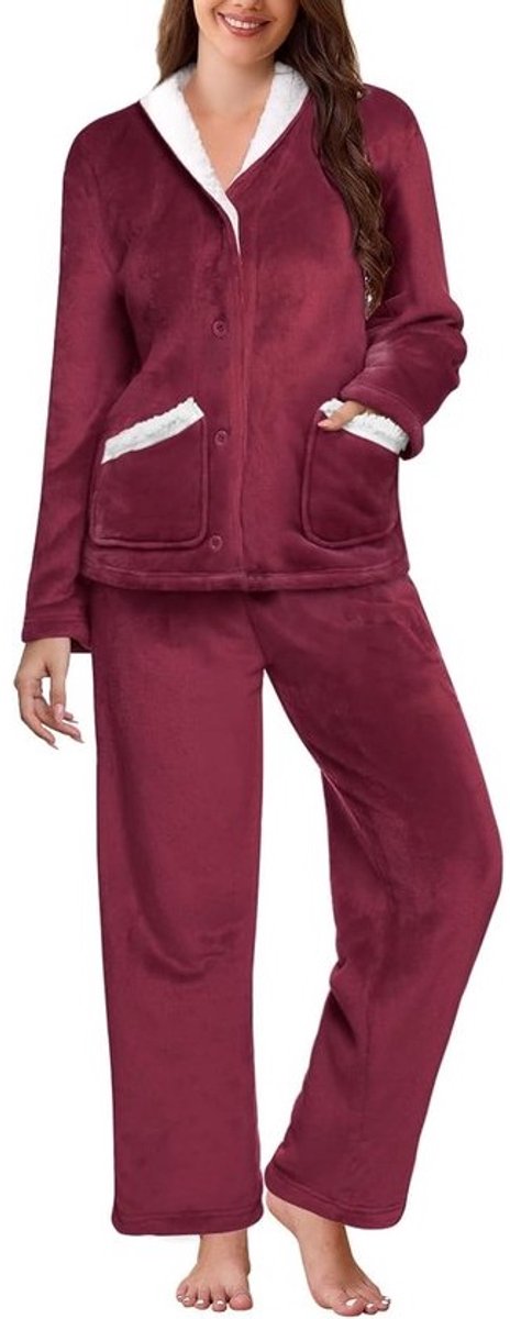 Warme Fleece Pyjama voor Dames - Tweedelige Flanellen Nachtkleding