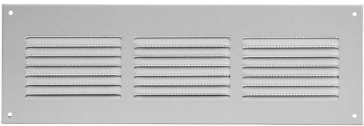 Afsluitbaar Metalen Ventilatierooster Wit 300x100mm - Toevoer & Afvoer met Insectenhor
