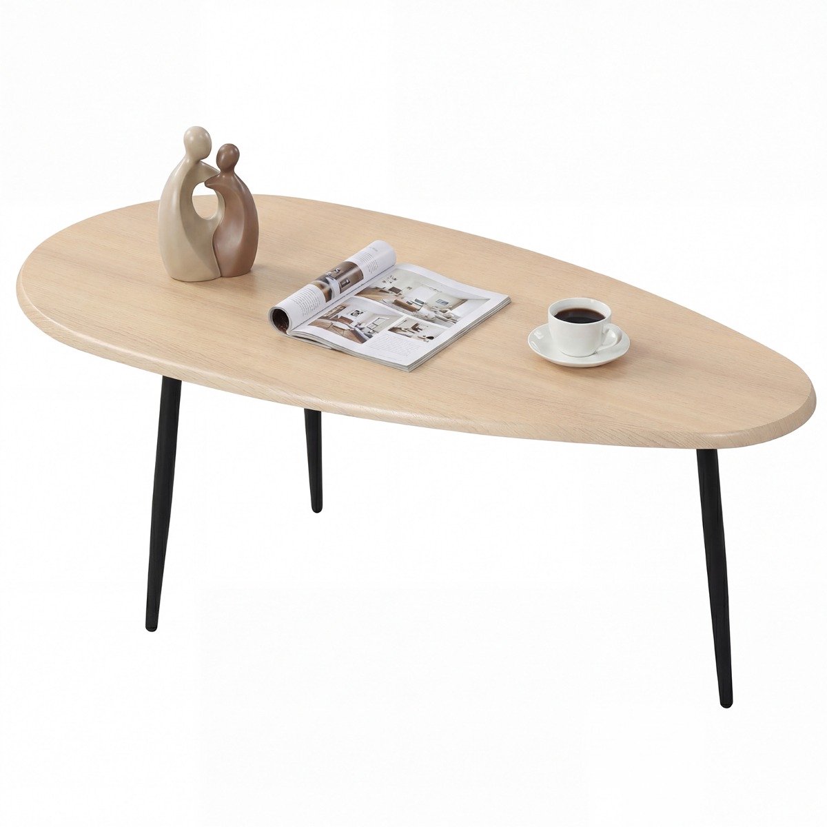 SureDeal® - Salontafel - Ovale Middeleeuwse - Stabiele Metalen Constructie - Compact Ontwerp Retro - Woonkamer - 108x56x44 cm - Naturel