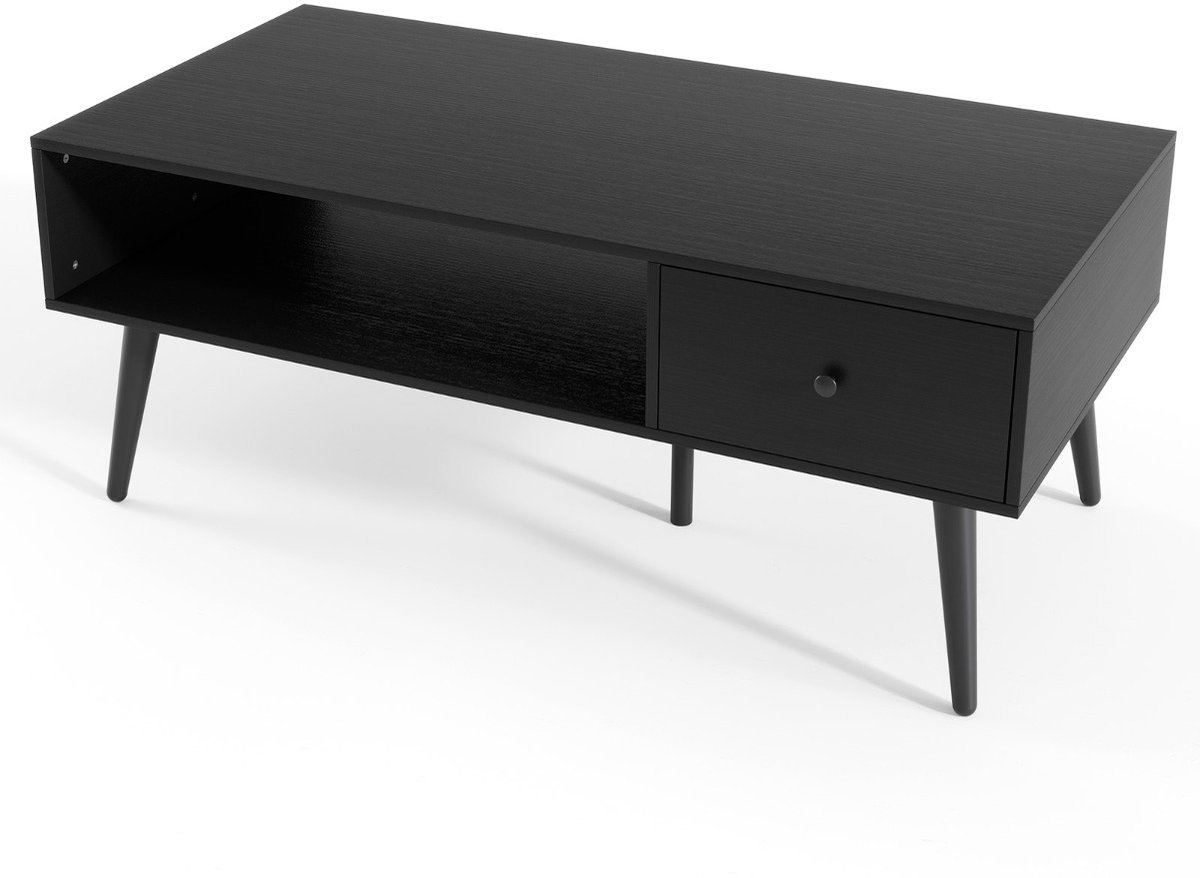 SureDeal® - Salontafel - Koffietafel Cocktailtafel Middeleeuwse - Lade - Opbergrek - Woonkamer Receptie Zwart - 109x55x44,5 cm - Donkerbruin