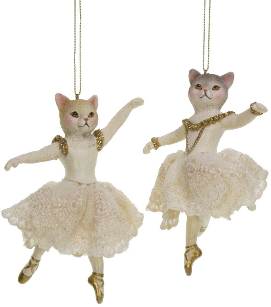 Ornament Katten ballerina's,2ass 9x4x13cm