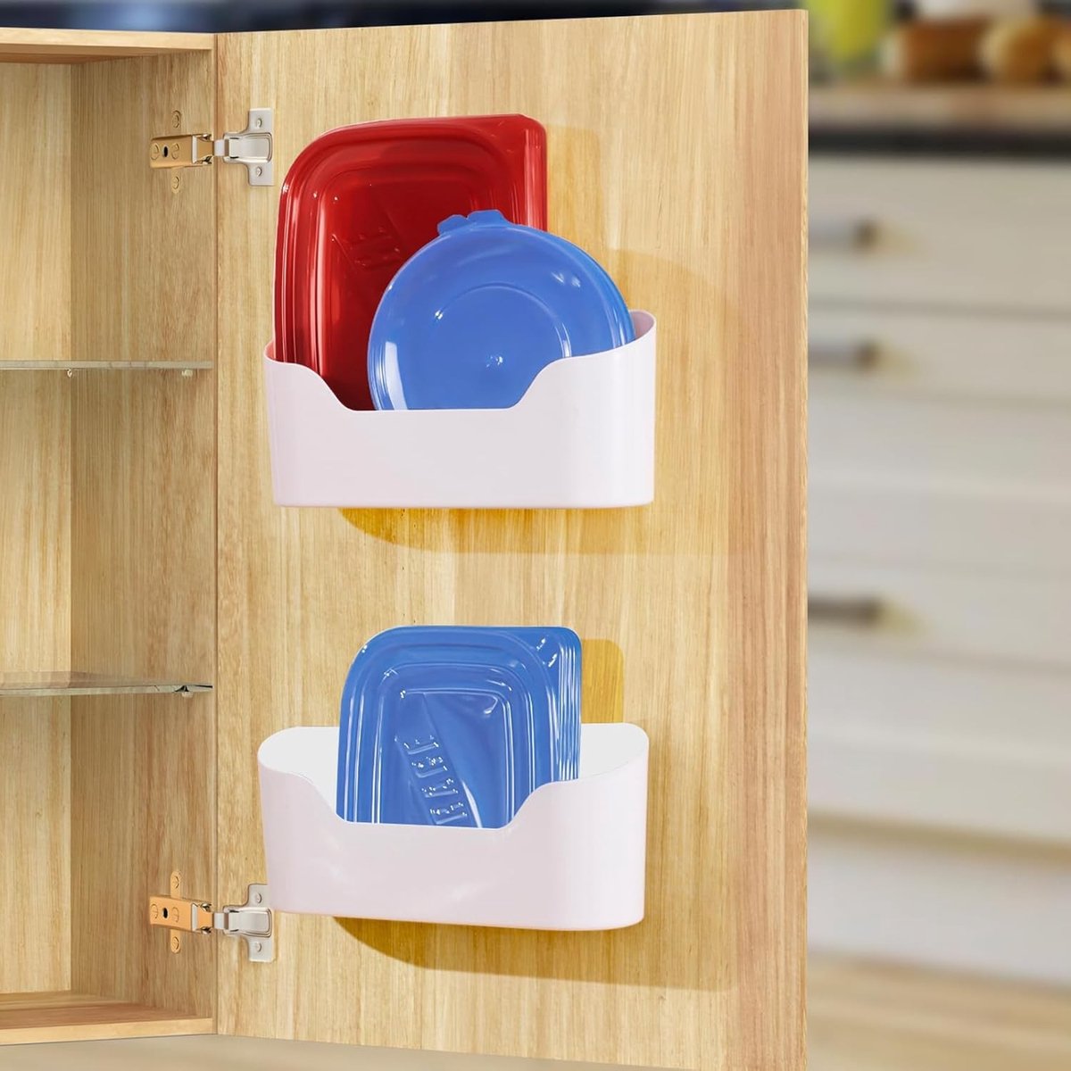 Set van 2 Organizers voor de Deur met Lijm, Ideaal voor Afval, Keuken en Badkamer, 24cm x 6.8cm x 11cm, Perfect voor Kruidensets en Keukengerei