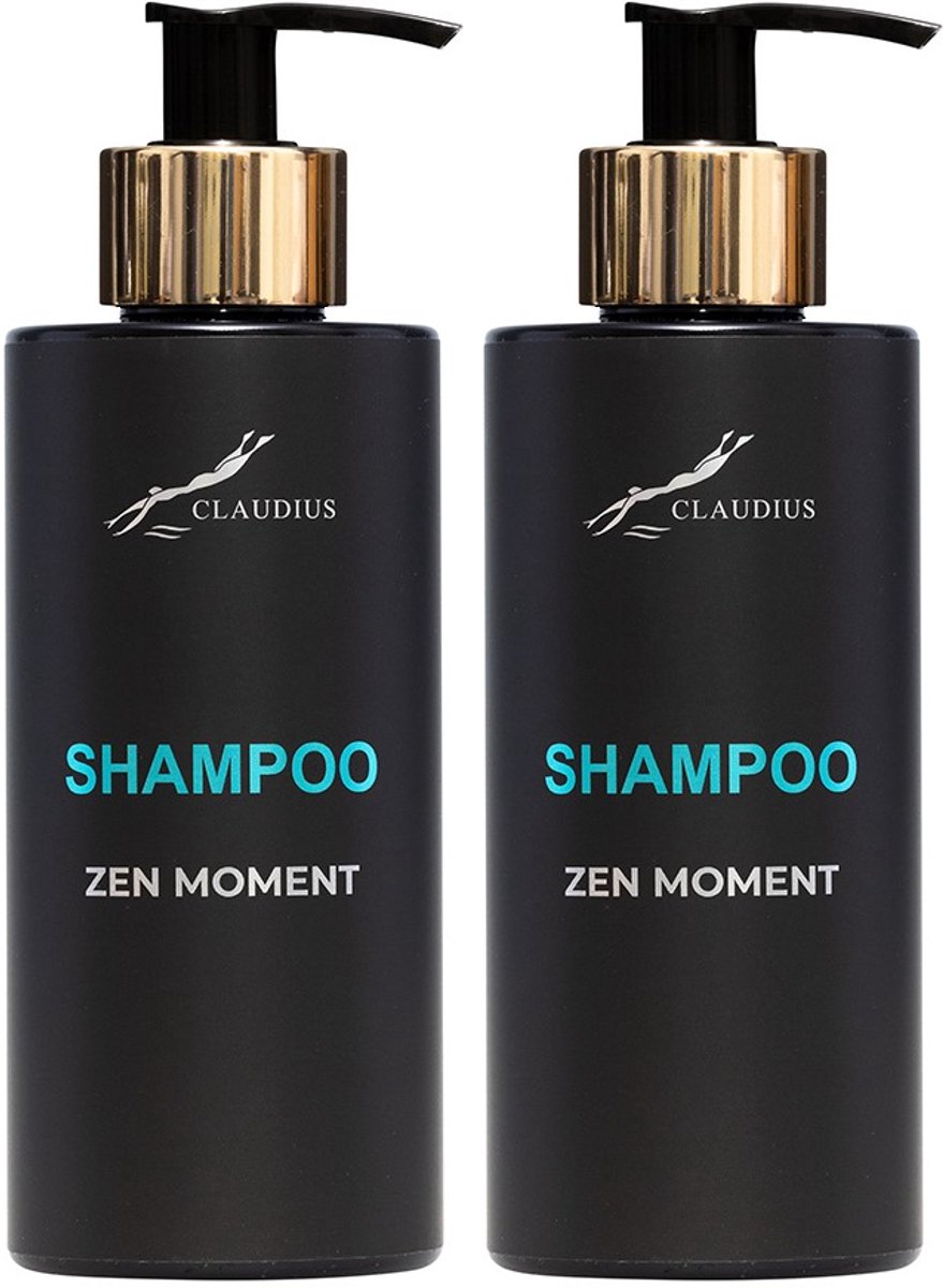 Shampoo Zen Moment 300 ml - met gouden pomp - zwarte fles - set van 2 stuks - Voordeelverpakking