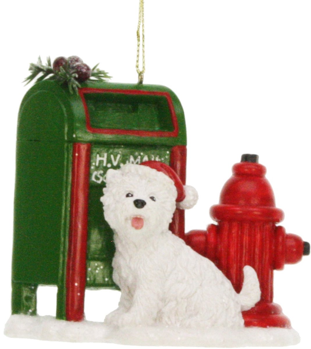Ornament Hond met brievenbus, 10x4x10cm