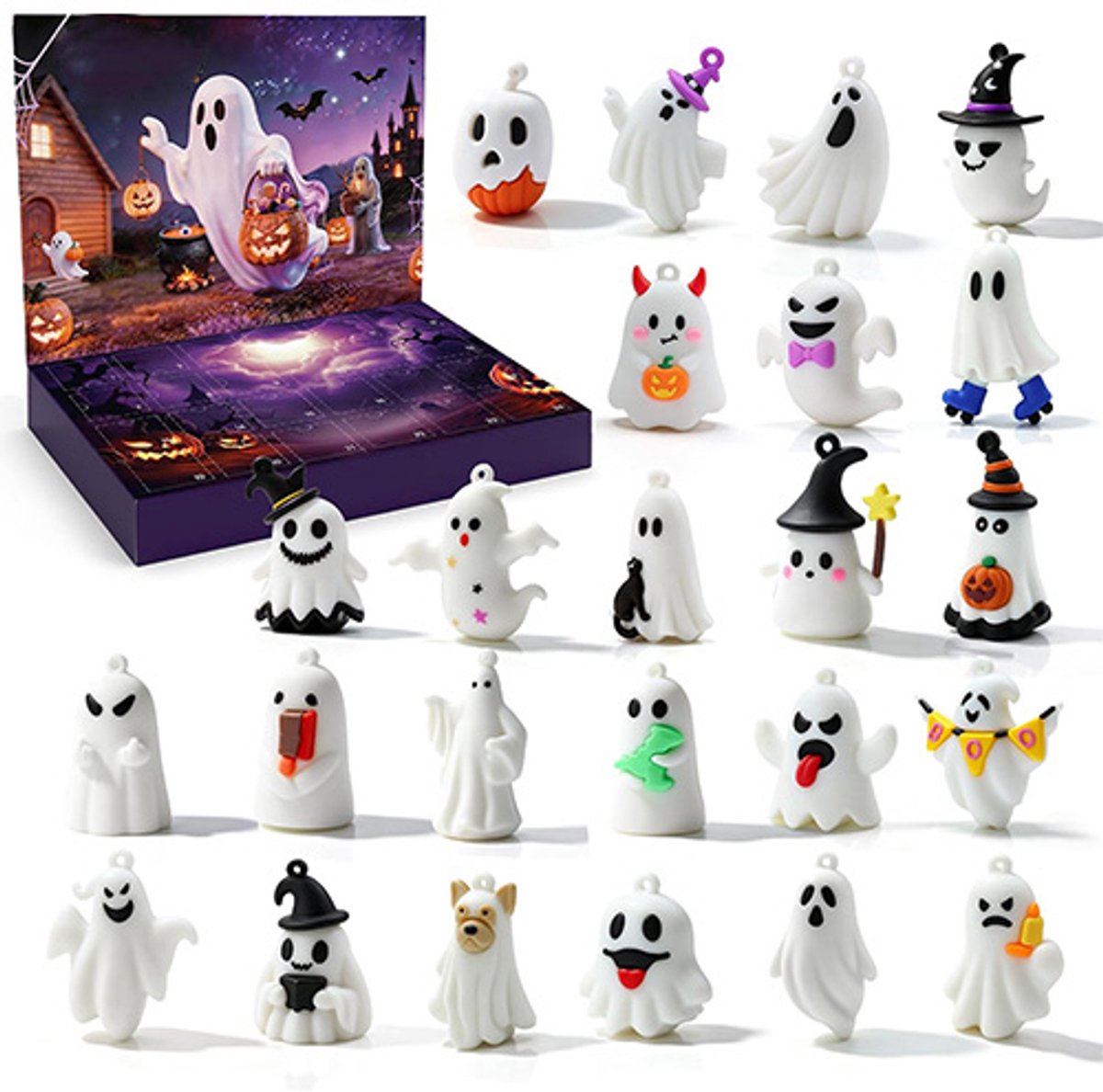 Halloween Adventskalender 2026 - Blind Box Aftelkalender - 24 dagen aftellen - Aftelkalender voor kinderen en volwassenen - Halloween decoraties en bureauaccessoires - Leuke ornamenten - A