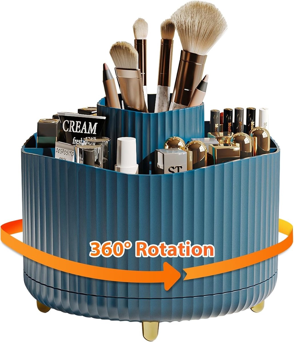 360° Rotatable Makeup Brush Holder Organizer voor Cosmetica, Make-up en Lippenstift - Perfecte Opbergdoos voor Badkamer en Slaapkamer (Donkergroen)