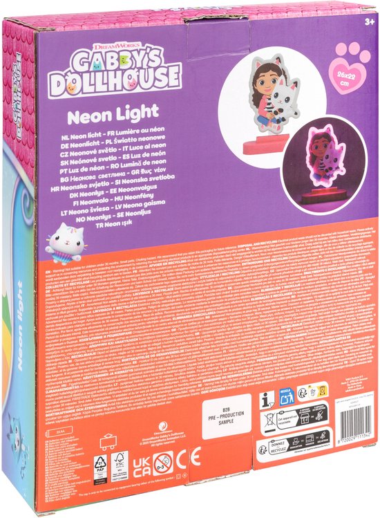 Gabby's Dollhouse Nachtlamp - Roze Neon Lamp voor Kinderkamer en Slaapkamer - Bedlampje met automatische dag-/nachtsensor - 25,6 x 18 cm - Peuter speelgoed - Voor meisjes en jongens - Vanaf 3 jaar van W&O Products B.V. — afbeelding 2