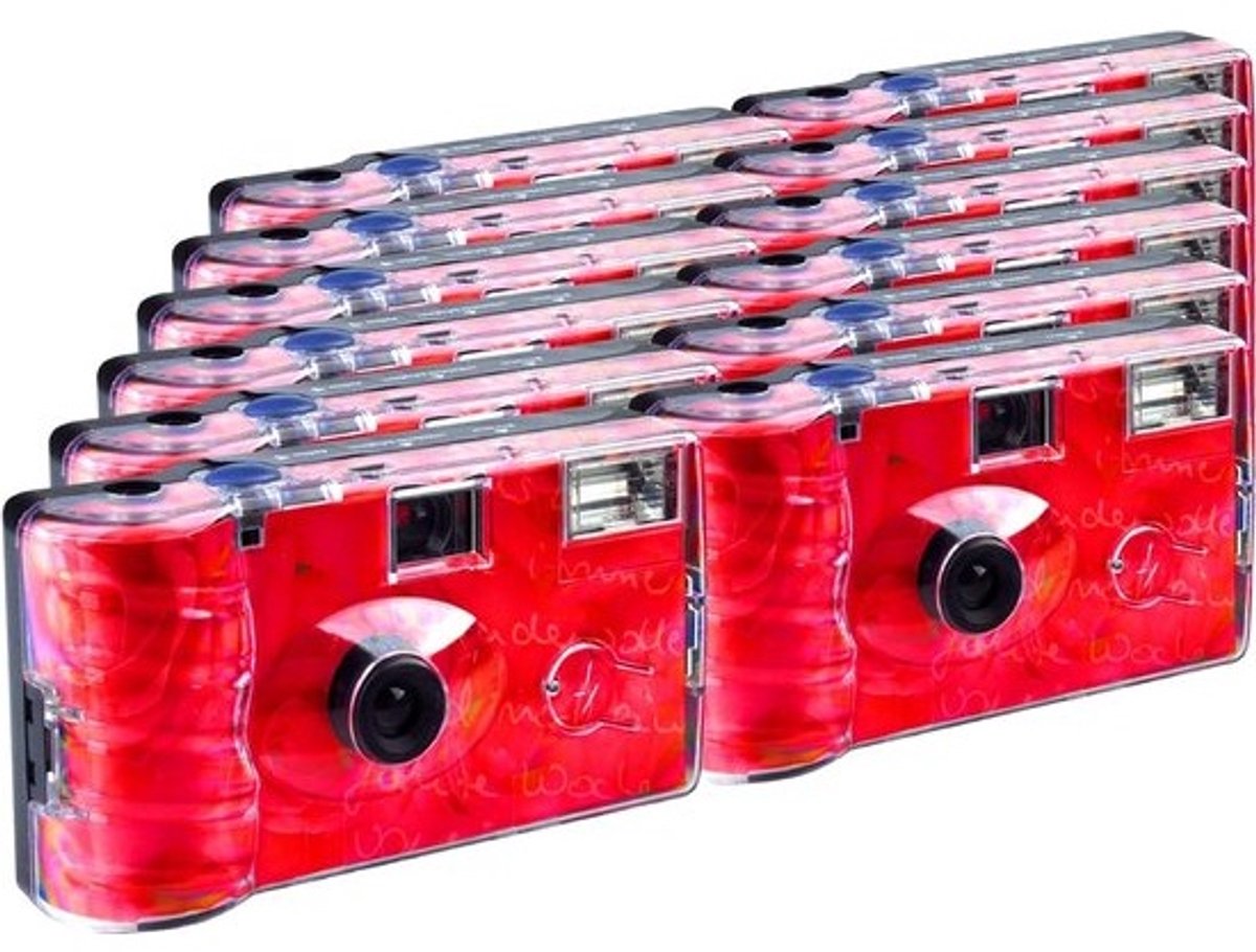 Wegwerpcamera Zwart met Flits - Ideaal voor Feestjes, Bruiloft en Vakantie - 27 Opnames (12 Stuks)
