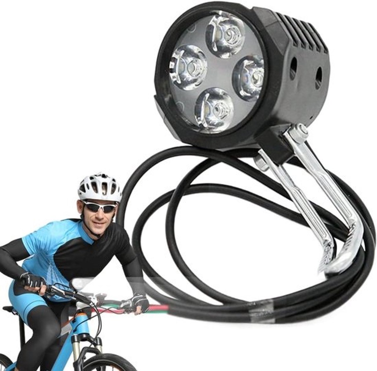 Fiets Voorlicht - Fietslamp Hoorn - Wegveiligheid Fietsen - Waterdicht Ontwerp - Diameter 5.3cm - Zwart