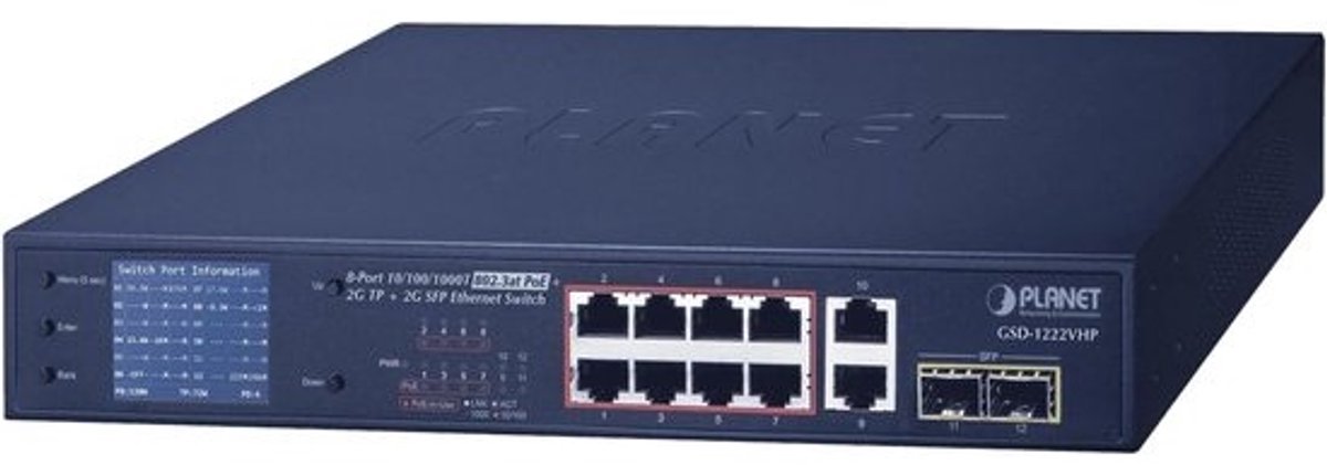Netwerk Switch - Ethernet Switch - Snelle Dataoverdracht - Power over Ethernet - 1U Formaat - Zwart