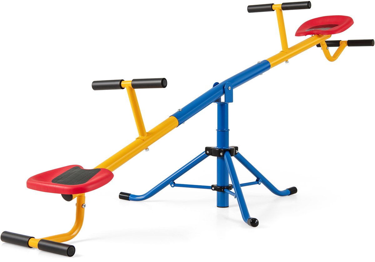 SureDeal® - Tuinspell - Persoons Wip Tuinwip - Kinderen Jaar - 182x29x86 cm - Blauw + Geel + Rood + Zwart