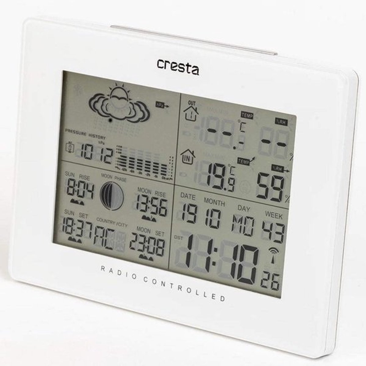 Weerstation - Buitensensor Klok - Weersvoorspelling Binnen - 24 Uur Historie - 17x4x12 cm - Wit