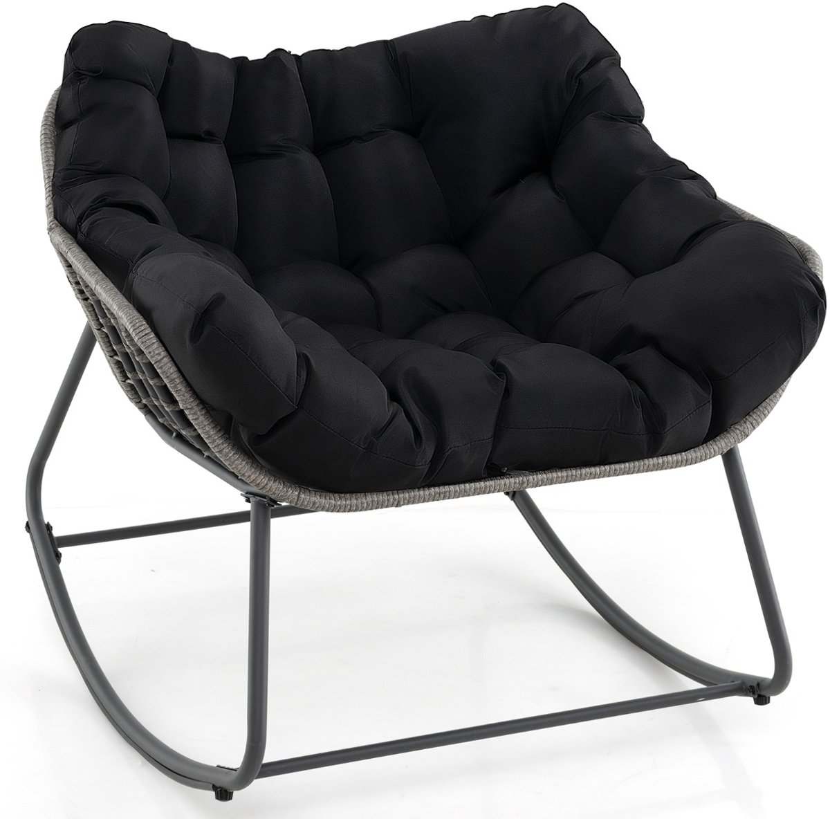 SureDeal® - Tuinstoel - Schommelstoel - Dik - Afneembaar Kussen Oversized - 98x98x87 cm - Zwart