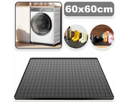 Antislip Siliconenmat Van 60x60 cm Met Opstaande Rand - Waterdicht Vaatwasmachinebestendig Kleurvast - Multifunctionele Beschermmat Voor Apparaten Voerbakken En Afvoer Van Huisdieren - Zwart