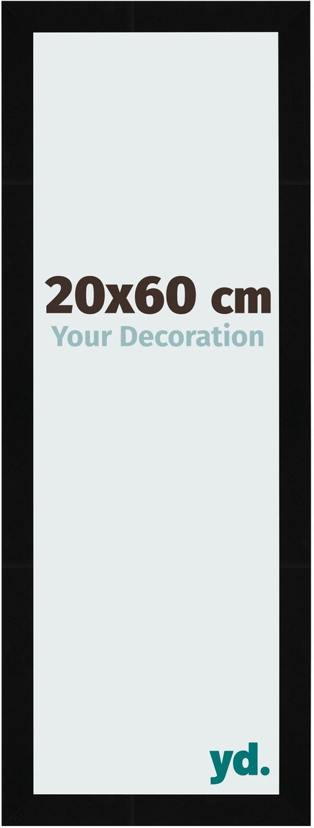 Your Decoration - Fotolijst 20x60 cm - MDF - Zwart Hoogglans - Bologna