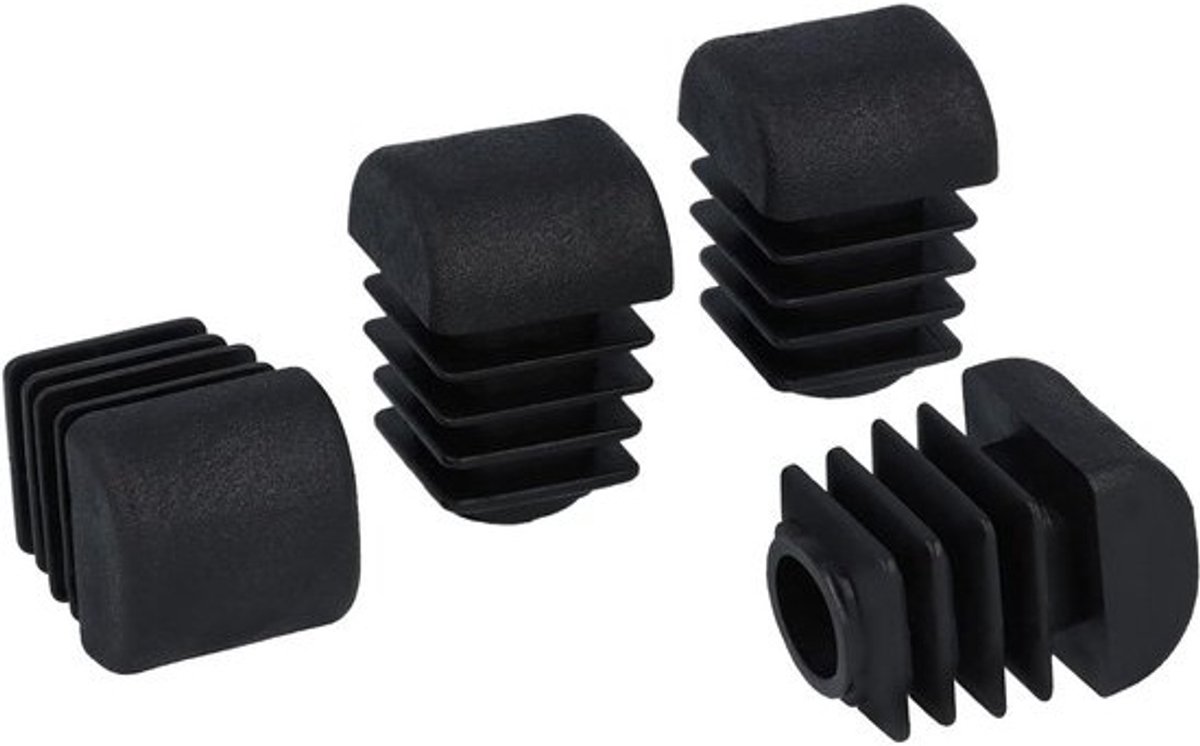 Lamellenpluggen Vierkant - Buisdoppen Stoelpoot - Meubels Beschermen - Voor Schuine Poten - 20 x 20 mm - Zwart