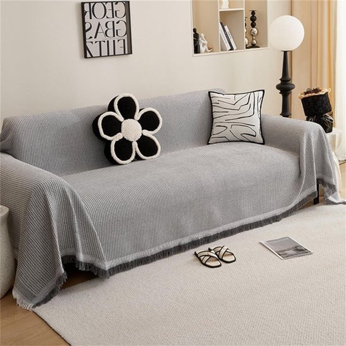 Wafelbankplaid - Sprei Bank - Woonkamer Decoratie - Extra Groot formaat - 180 x 260 cm - Grijs