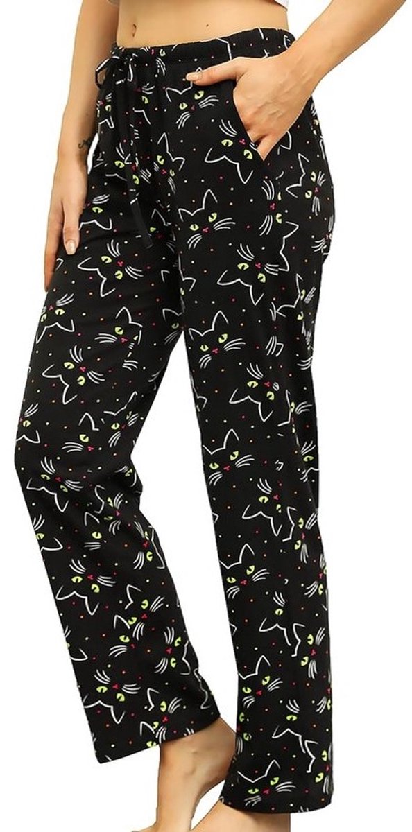 Lange dames pyjamabroek met trekkoord en zakken voor comfortabel loungen