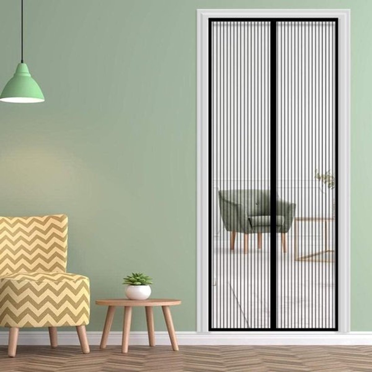 Magnetische Hordeur - Vliegengordijn Gaasdeur - Frisse Lucht Binnen - Automatisch Sluitend - 125x210cm - Zwart