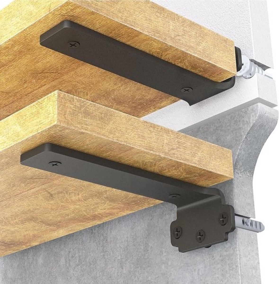 Zware Zwevende Plankbeugels 30 cm - 8 Stuks Wandplank Steun met 75 kg Draagvermogen