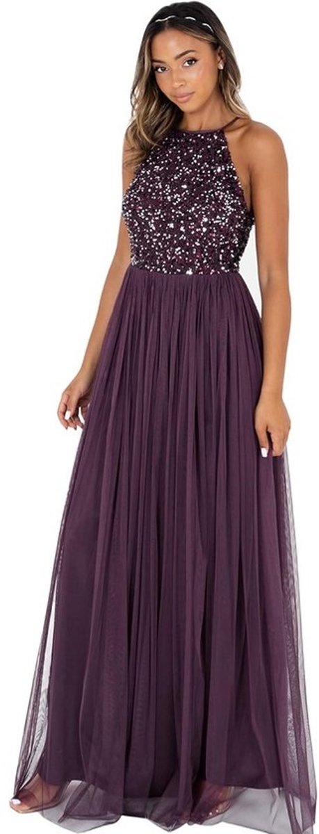 Halter Neck Maxi Dress voor Dames - Glinsterende Avondjurk