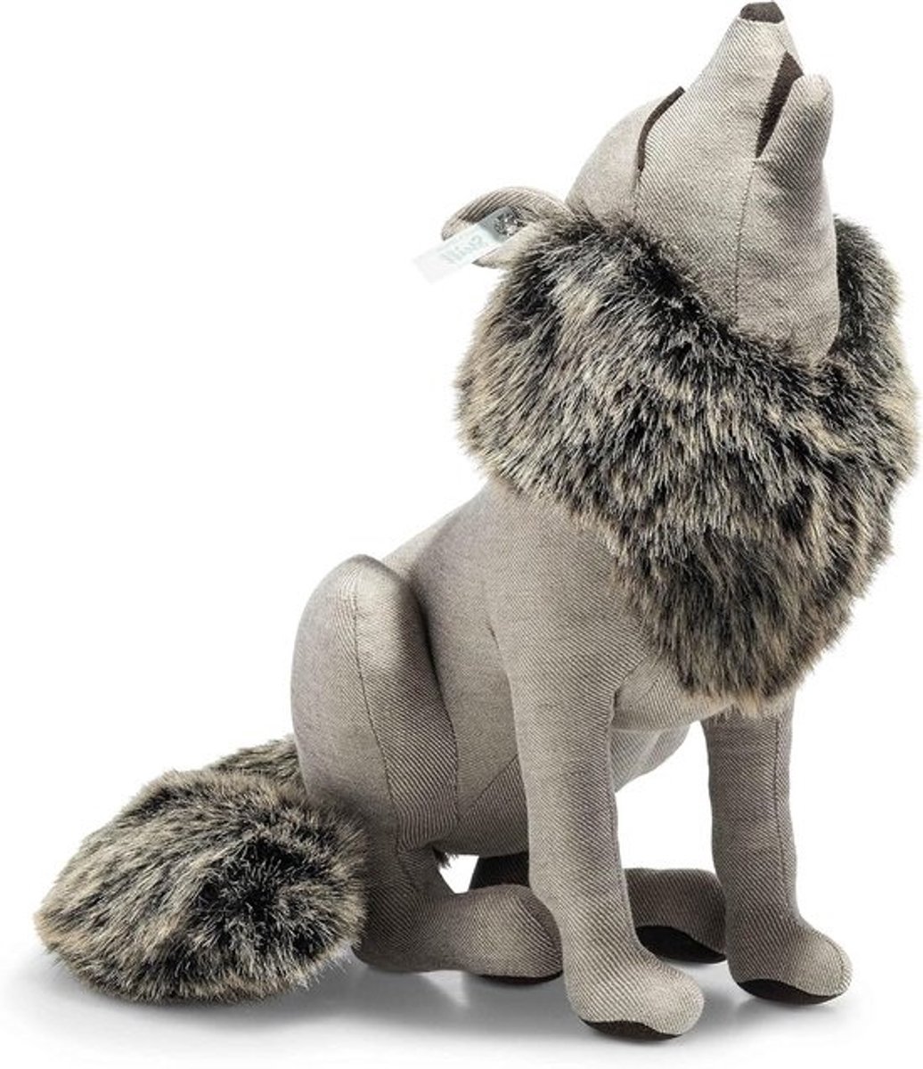 Heulende Wolf Knuffel - Pluche Wolf Dier - Verzamelen en Decoratie - Origineel Steiff Pluche - 38 cm - Lichtbruin