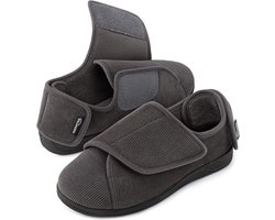 HomeTop Men's Adjustable Memory Foam Slippers Orthopedic Extra Wide Shoes for Diabetic Edema Swollen Feet