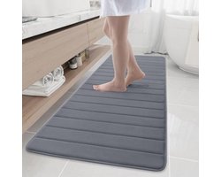 Buganda Zachte badmatten van traagschuim - antislip absorberende badkamertapijten extra grote maat loper lange mat voor keuken badkamer vloeren 24" x 70", donkergrijs