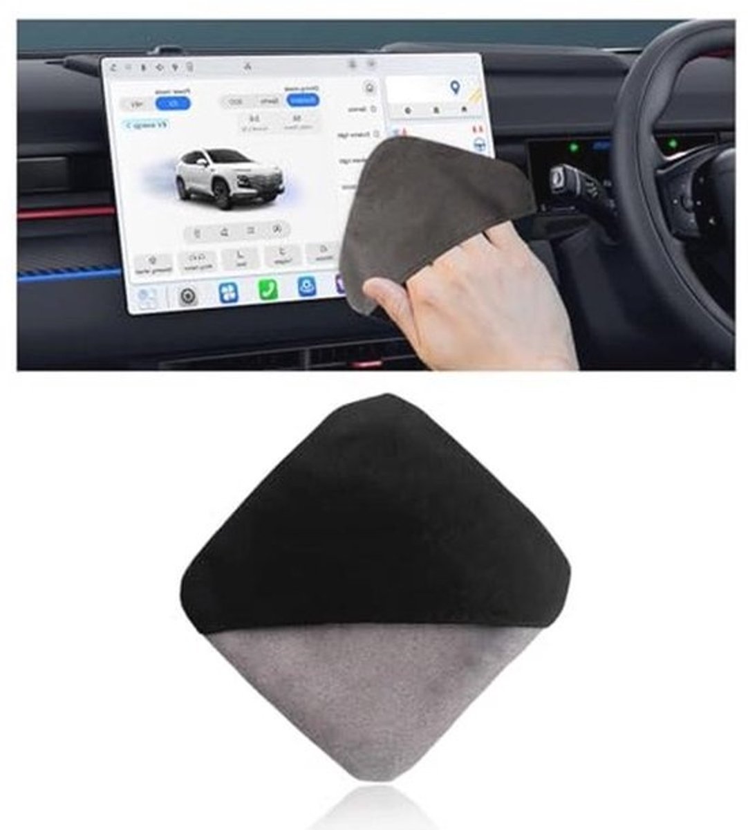 Microfiber Reinigingsdoek voor Auto - 4,1" × 4,1" Vierkant - Zachte Doek voor Touchscreen en Centraal Controle Scherm - Universele Auto Accessoires