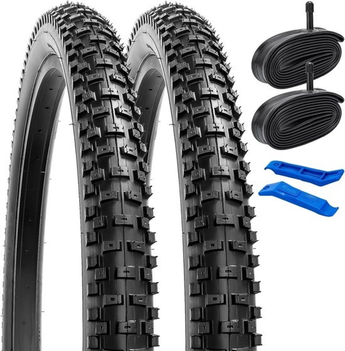 YUNSCM 2 stuks 24 inch mountainbike banden 24 x 2,35/57-507 en 24 inch zware fietsbanden compatibel met mountainbike 24 x 2,30 24 x 2,35 24 x 2,40 cm fietsbanden en -buizen (Y-699)